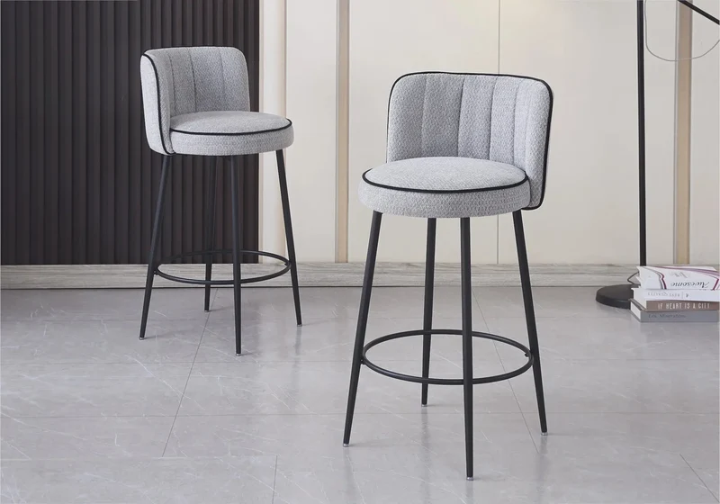 Chaises hautes de bar tissu gris - Mody x2