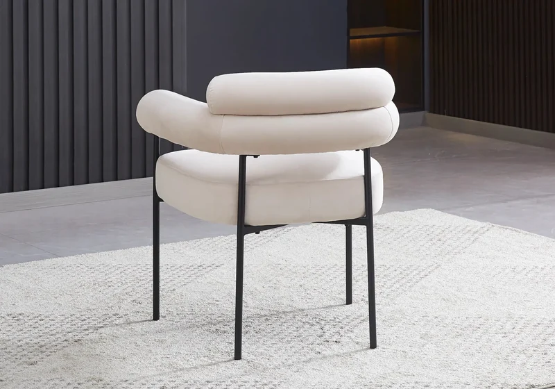 Fauteuil de table velours beige pieds noirs - Laya