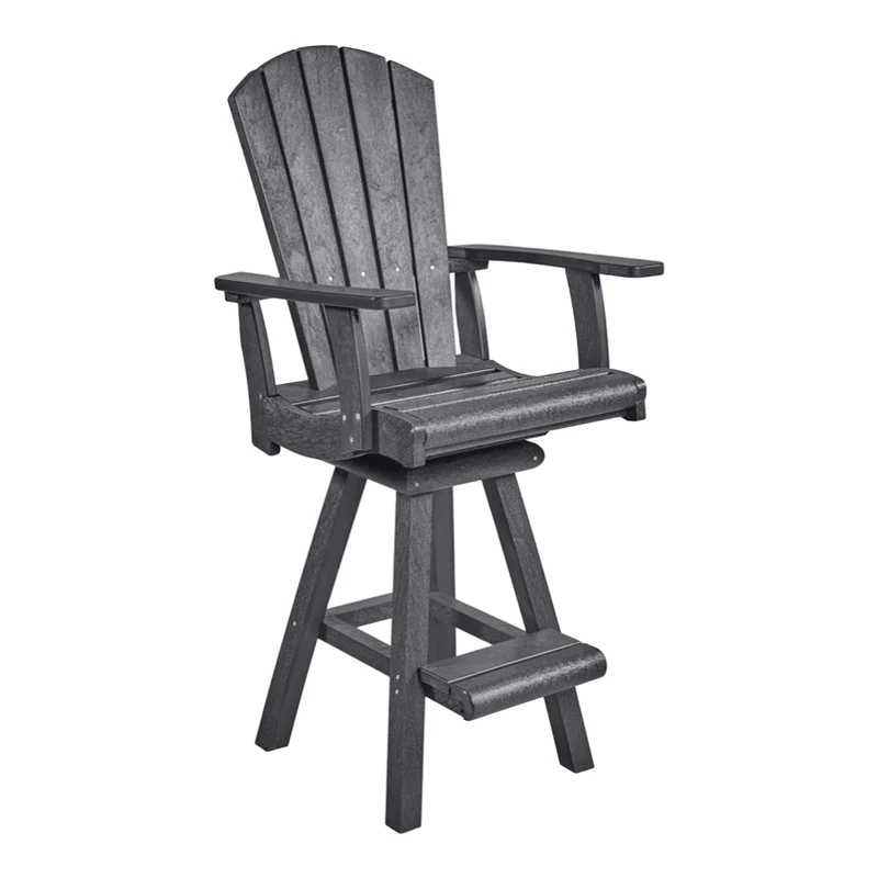 Chaise de salle à manger pub extérieure pivotante en plastique recyclé - C25