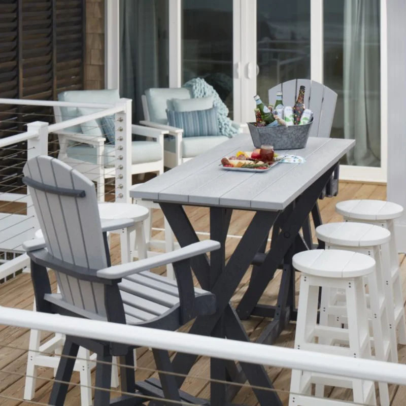 Chaise de salle à manger pub extérieure pivotante en plastique recyclé - C25