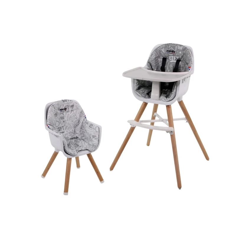 Chaise Haute Bébé évolutive 2 en 1 - Dès 6 mois jusqu'à 5 ans - Coussin réversible