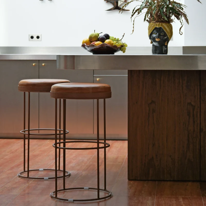 Tabouret de bar Circle Cuir H68cm