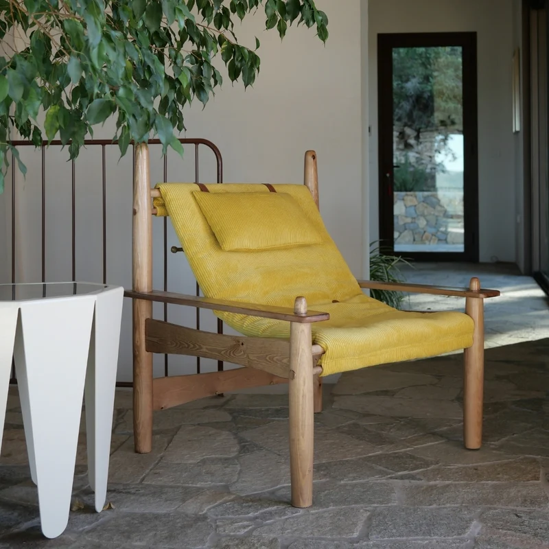 Fauteuil Carlo Velours Côtelé et appuie-tête