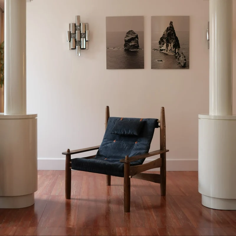 Fauteuil Carlo Velours Côtelé et appuie-tête