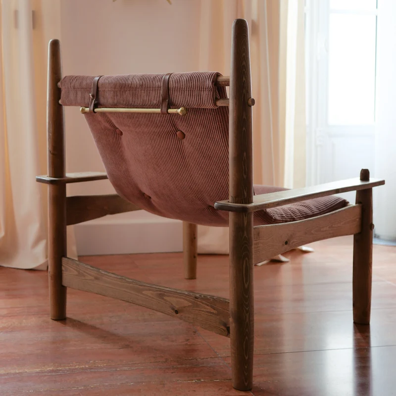 Fauteuil Carlo Velours Côtelé et appuie-tête