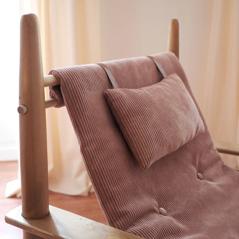 Fauteuil Carlo Velours Côtelé et appuie-tête