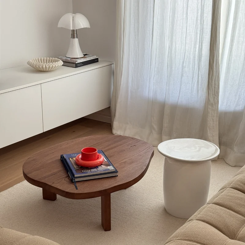 Table d'appoint Kivo - 36 cm - Céramique brillante - Latte
