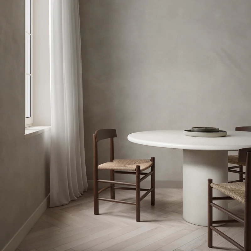 Gien - Chaise de salle à manger - Noyer foncé - Corde tissée latte