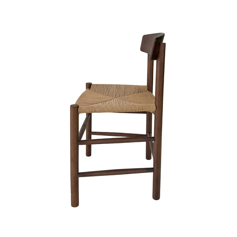 Gien - Chaise de salle à manger - Noyer foncé - Corde tissée latte