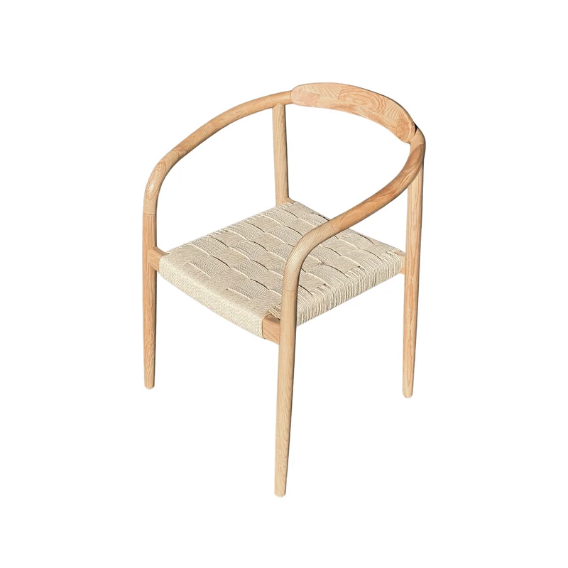 Chaise de salle à manger Burnie - Naturel clair - Couleur chêne - Assise tissée - Dossier plus large
