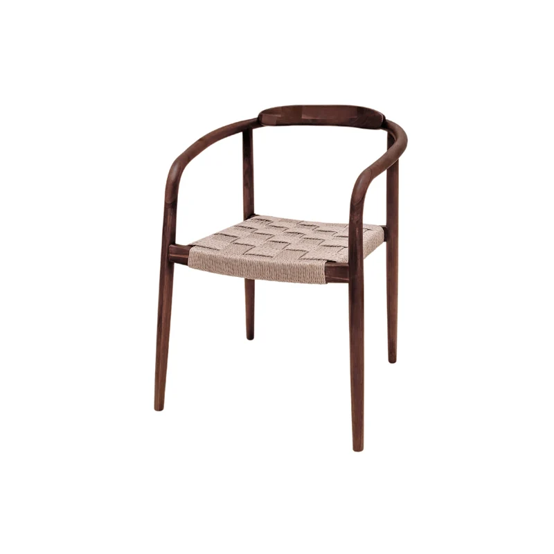 Chaise de salle à manger Burnie - Acacia noyer - Assise tissée - Dossier plus large