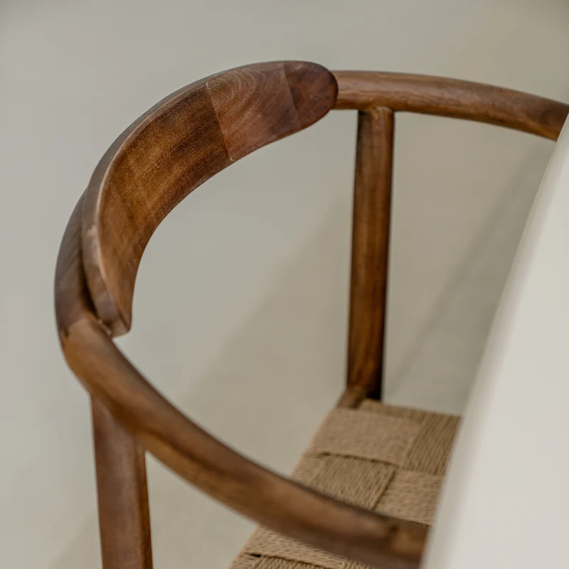Chaise de salle à manger Burnie - Acacia noyer - Assise tissée - Dossier plus large