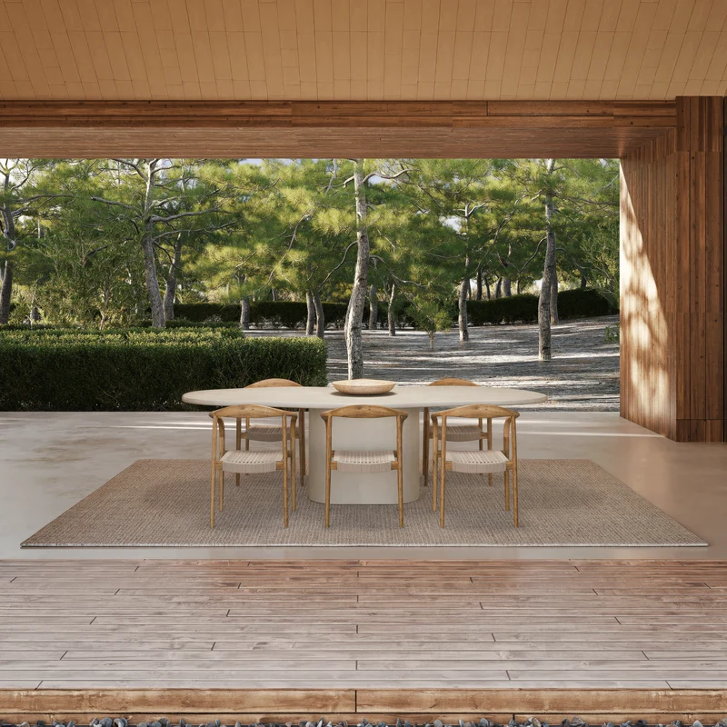 Table de jardin Forme Organique - Limoges - MicroSkin - 260 cm - Cloudy Latte