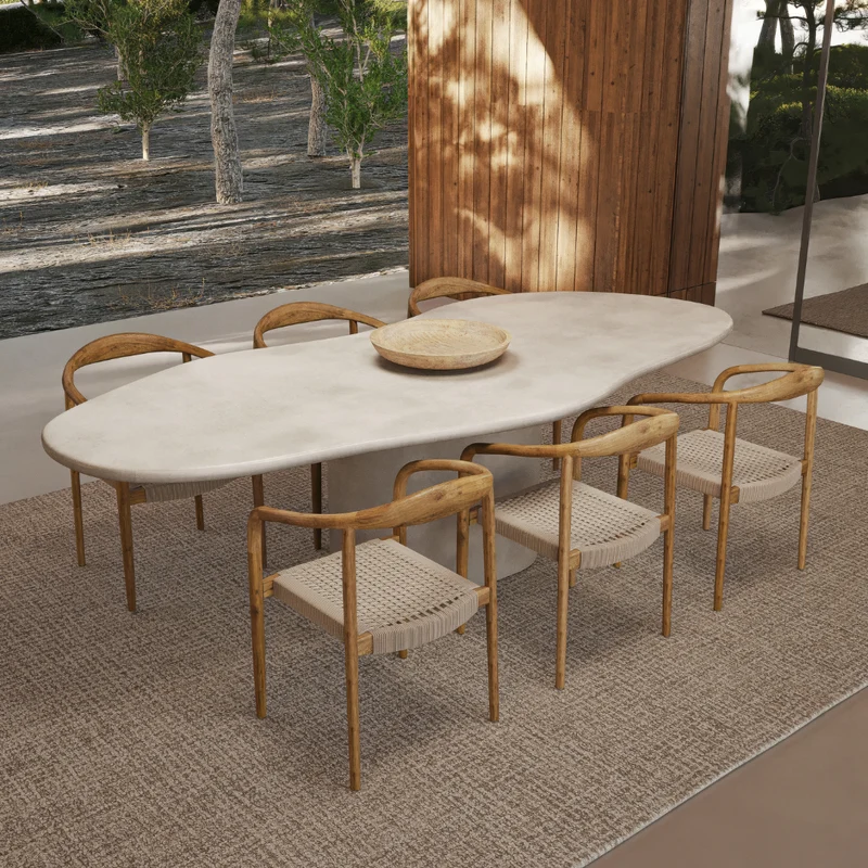 Table de jardin Forme Organique - Limoges - MicroSkin - 260 cm - Cloudy Latte
