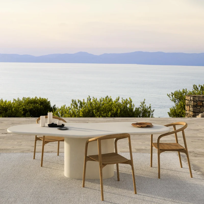 Table de jardin Forme Organique - Limoges - MicroSkin - 260 cm - Cloudy Latte