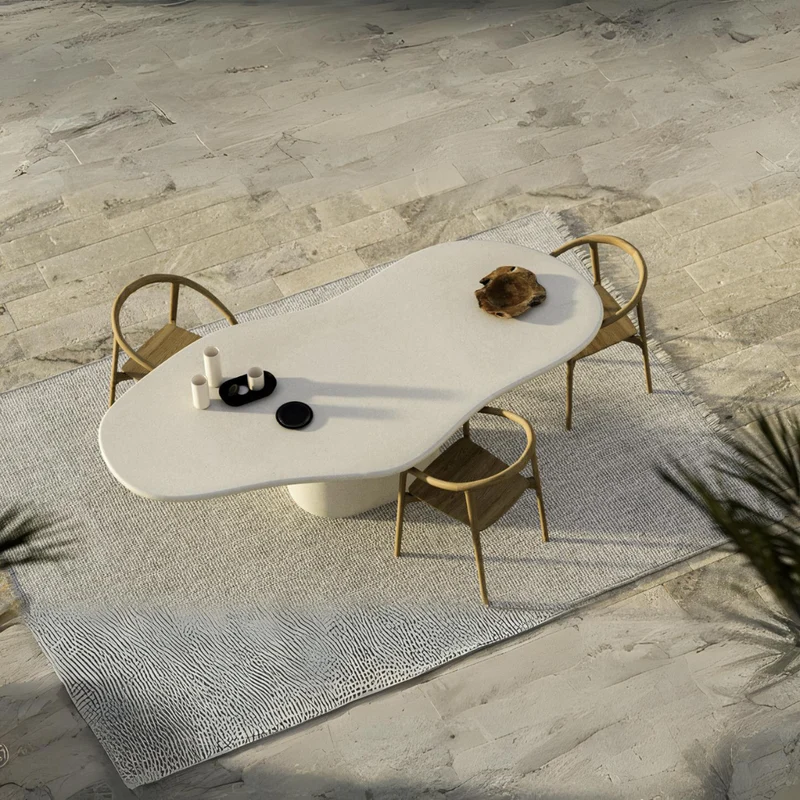 Table de jardin Forme Organique - Limoges - MicroSkin - 260 cm - Cloudy Latte