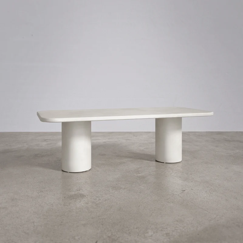 Table de jardin rectangulaire d'extérieur avec pieds ronds - Yonu - 240 cm - Latte - Polycomposite