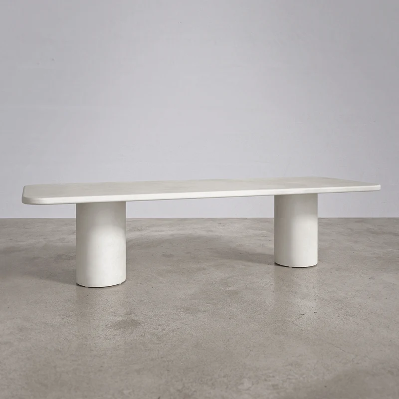 Table à manger rectangulaire d'extérieur avec pieds ronds - Yonu - 300 cm - Latte - Polycomposite