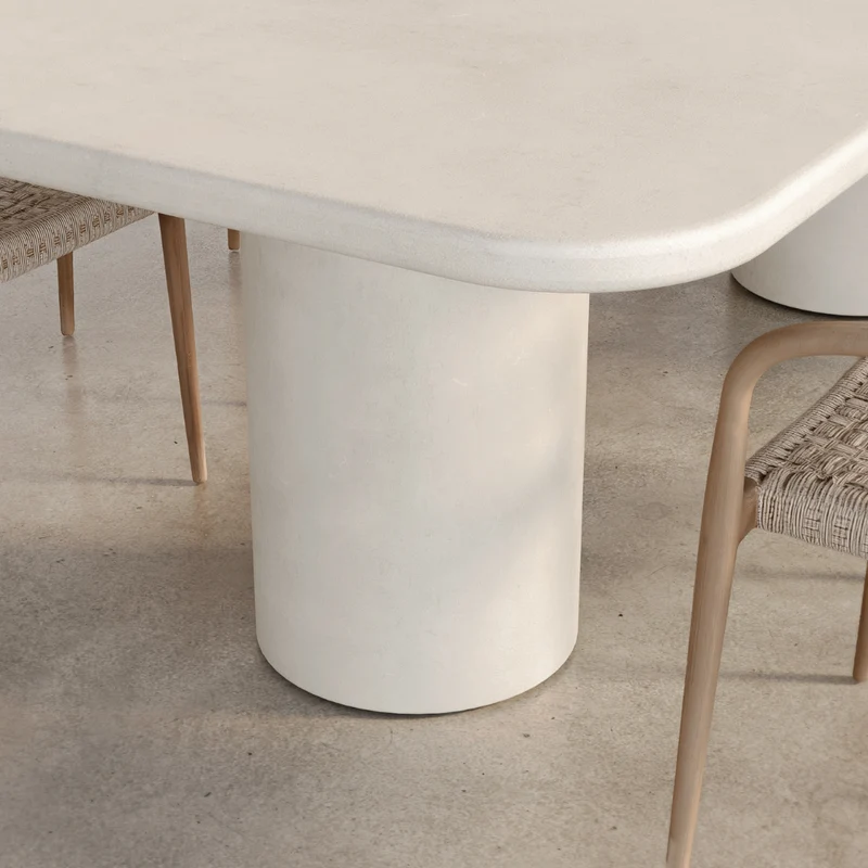 Table à manger rectangulaire d'extérieur avec pieds ronds - Yonu - 300 cm - Latte - Polycomposite