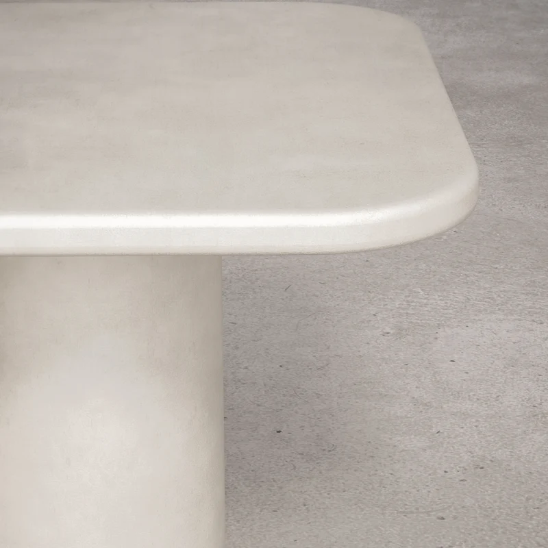 Table à manger rectangulaire d'extérieur avec pieds ronds - Yonu - 300 cm - Latte - Polycomposite