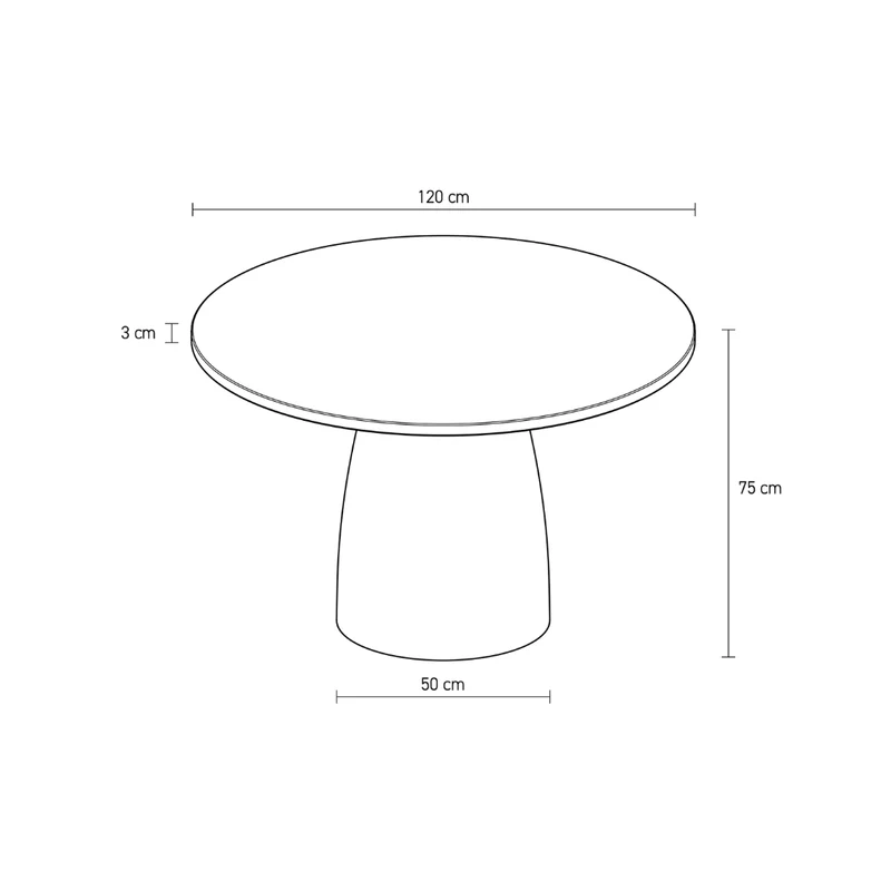 Table ronde de jardin - Uzé - D120 H75 - Latte - Polycomposite