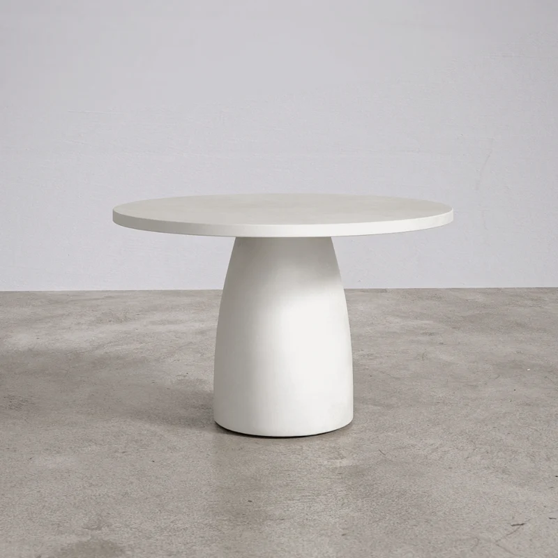Table ronde de jardin - Uzé - D120 H75 - Latte - Polycomposite