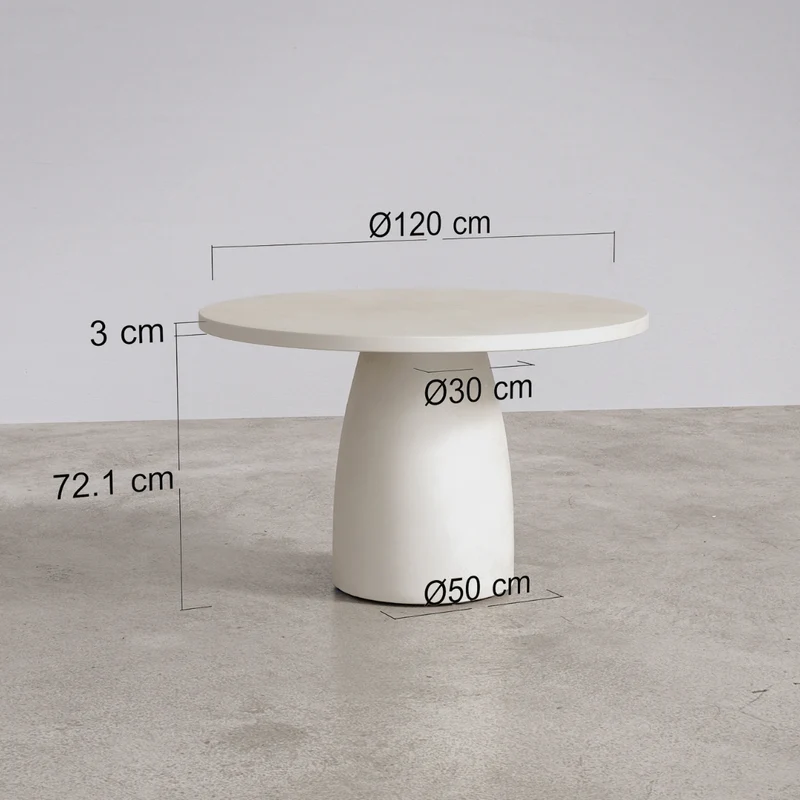 Table ronde de jardin - Uzé - D120 H75 - Latte - Polycomposite