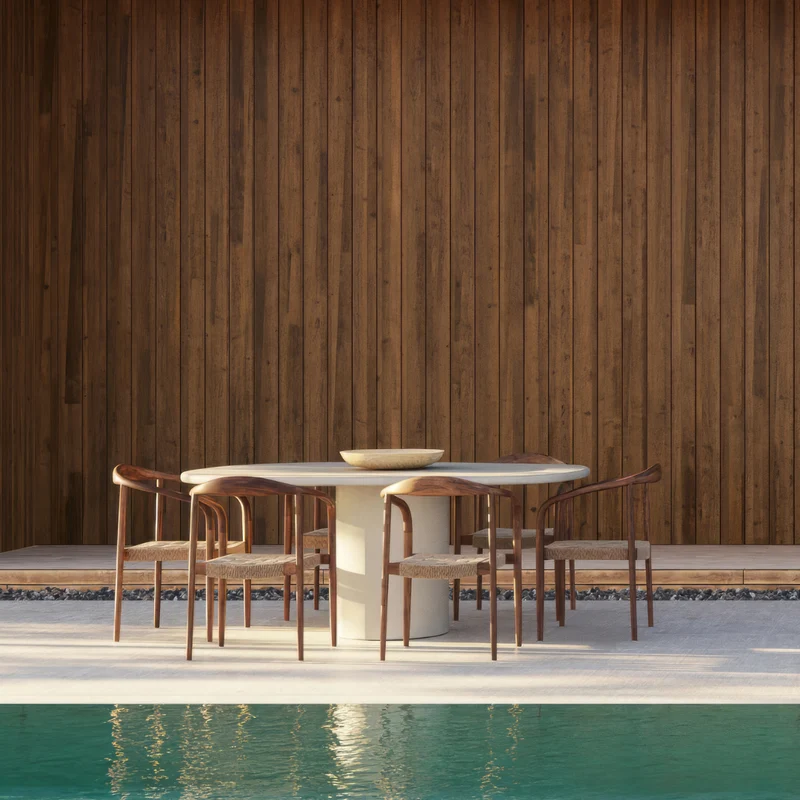 Table de jardin extérieure Geelong - Béton-ciment finition latte