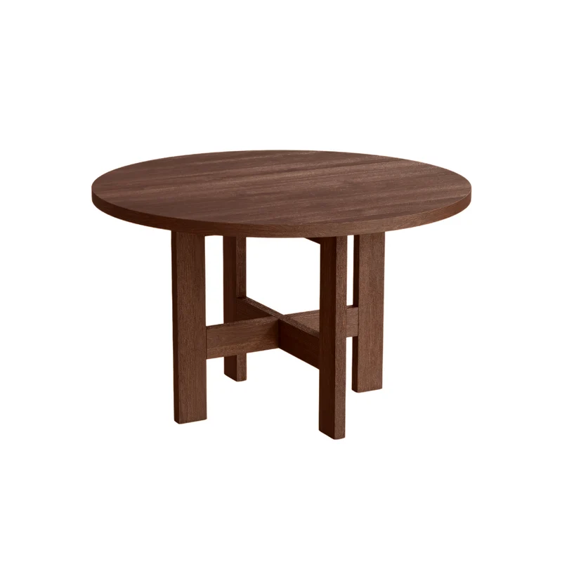 Victor - Table à manger ronde – Ø140 – Noyer foncé - Frêne