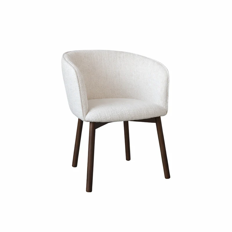 Chaise de salle à manger Nox - Bois fumé - Bouclé ivoire