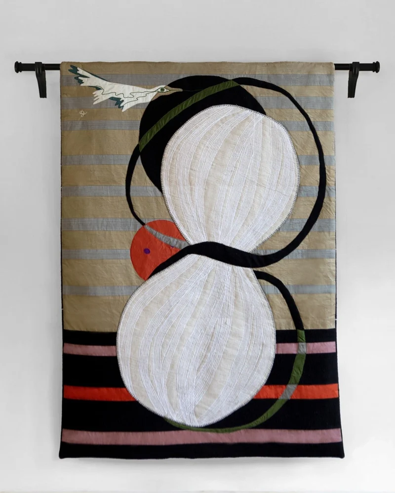 Simple Flight Hand Sewn Silk Tapestry