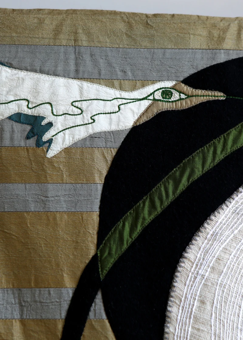 Simple Flight Hand Sewn Silk Tapestry