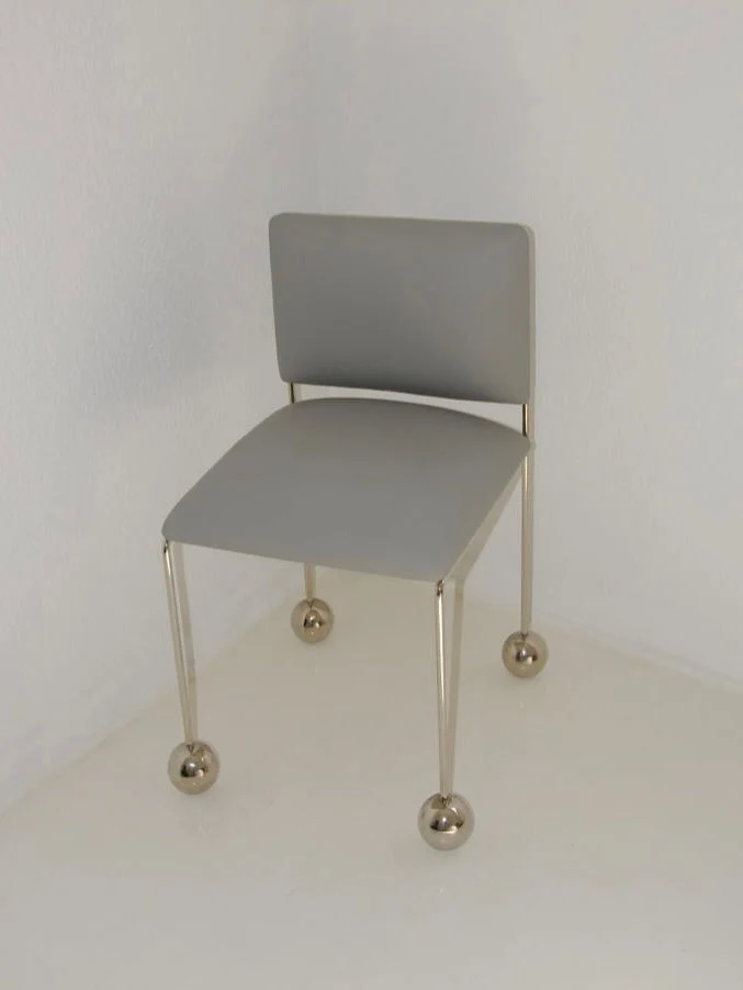 Ball Foot Sculptural Chair in Vegan Leather