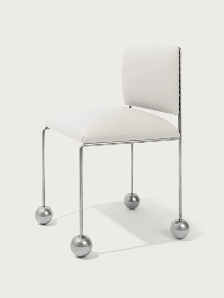 Ball Foot Sculptural Chair in Vegan Leather
