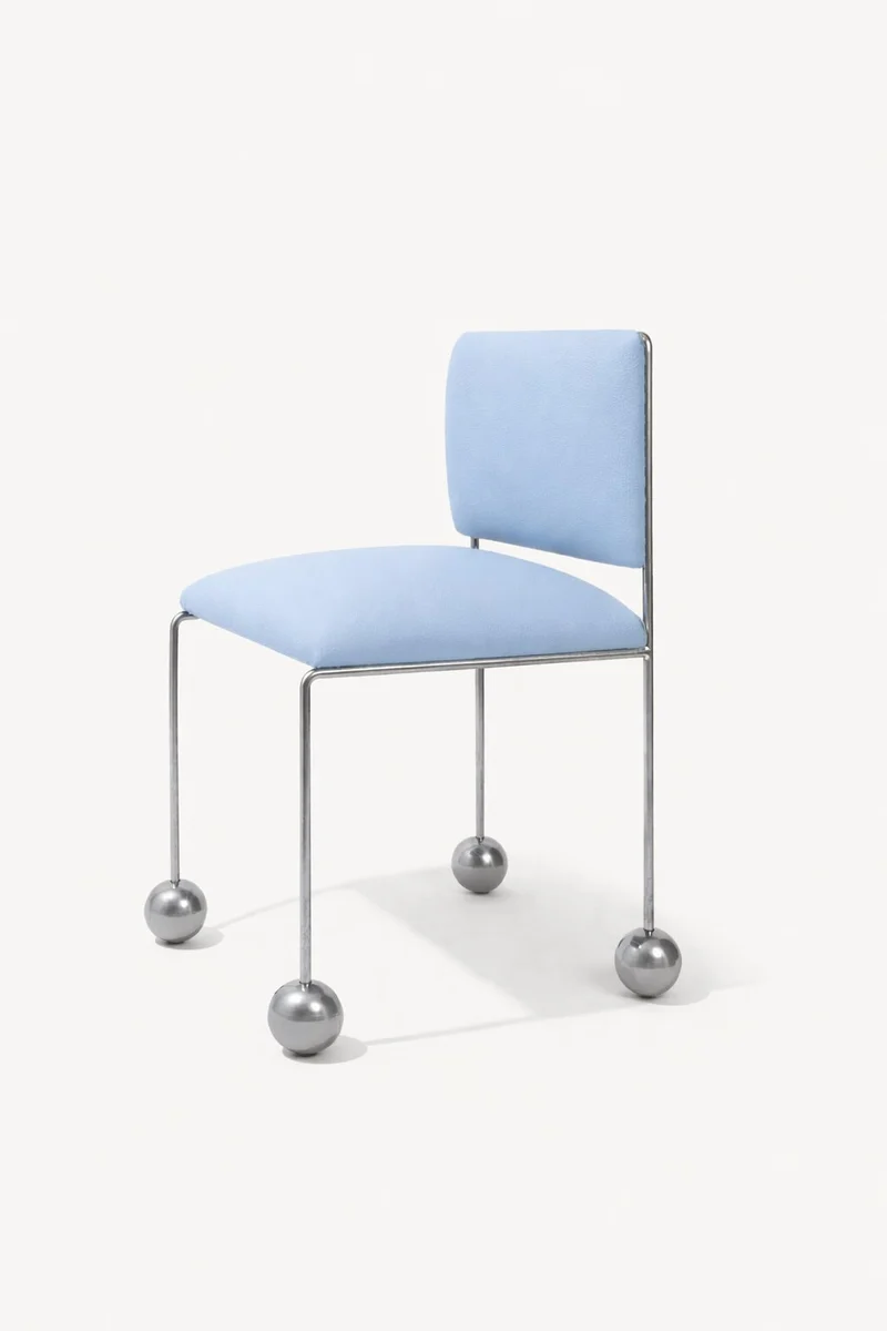 Ball Foot Sculptural Chair in Vegan Leather
