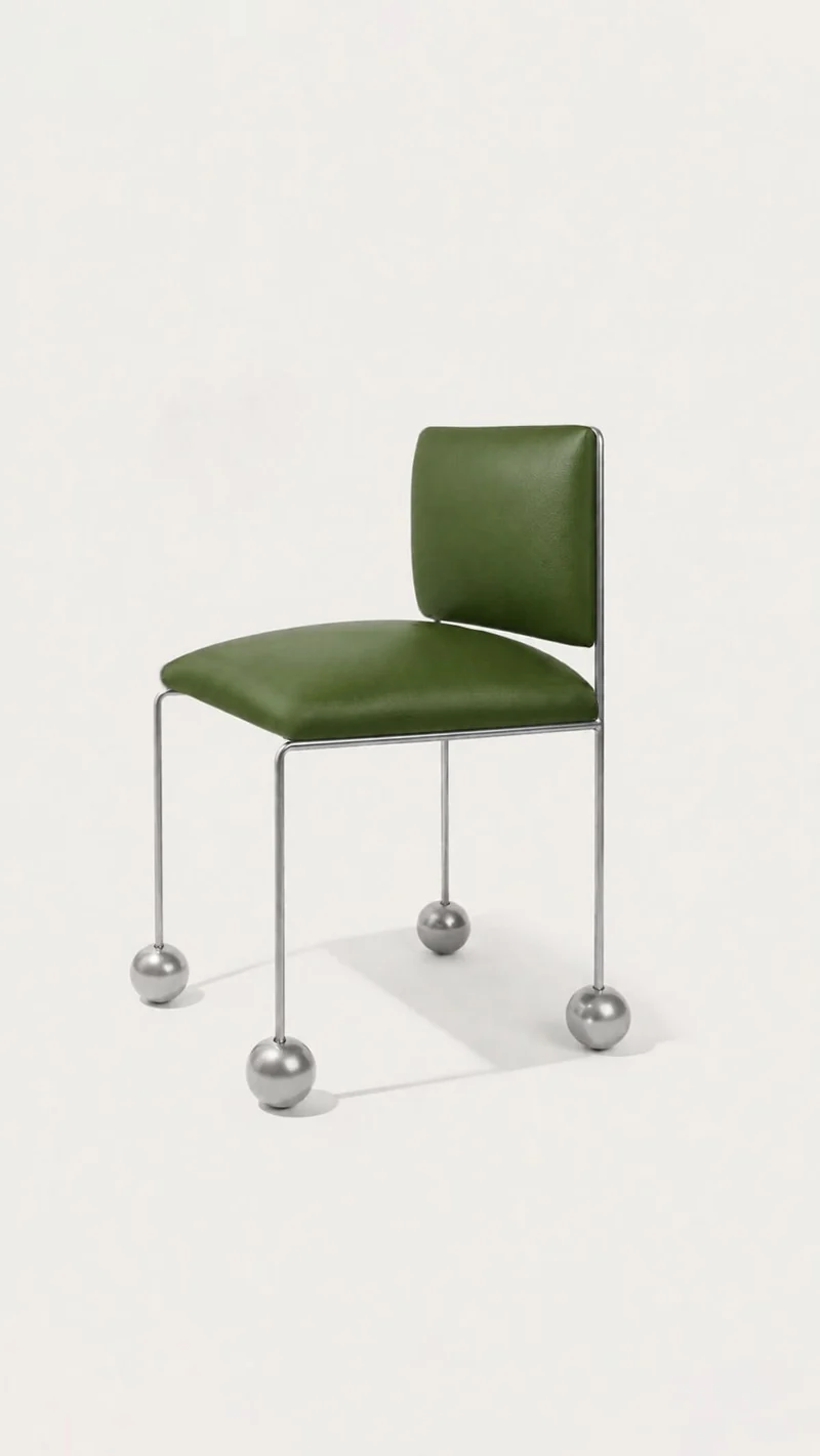 Ball Foot Sculptural Chair in Vegan Leather