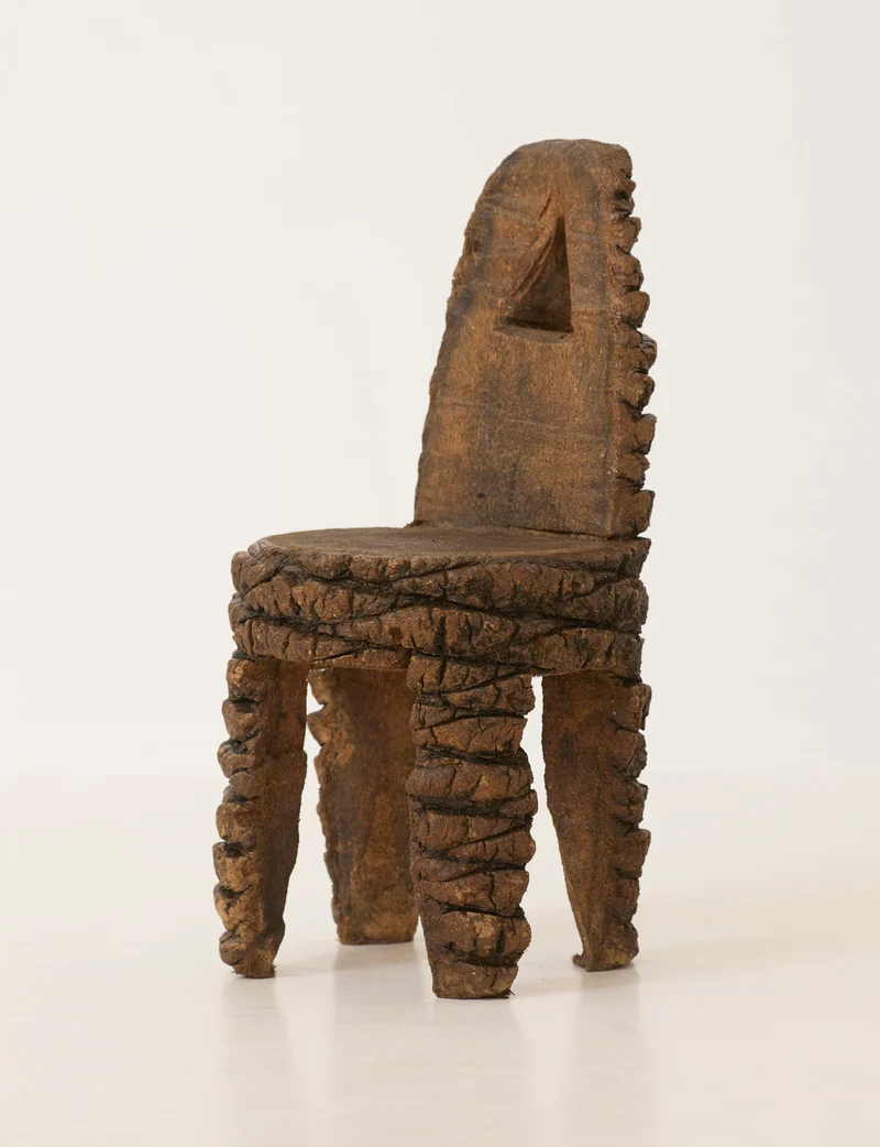 Small Artisanal Brutalist Chair in Solid Palm Tree C. 1970