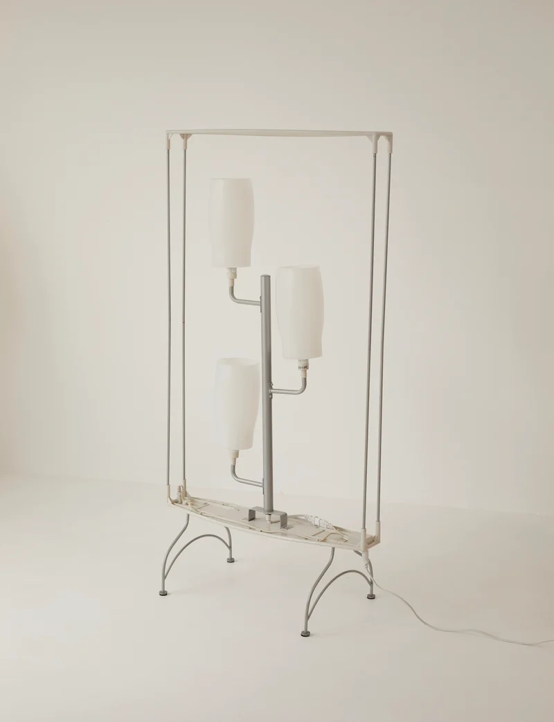 Vintage Dimmable Light Screen / Floor Lamp / Room Divider in Removable Fabric C. 2000