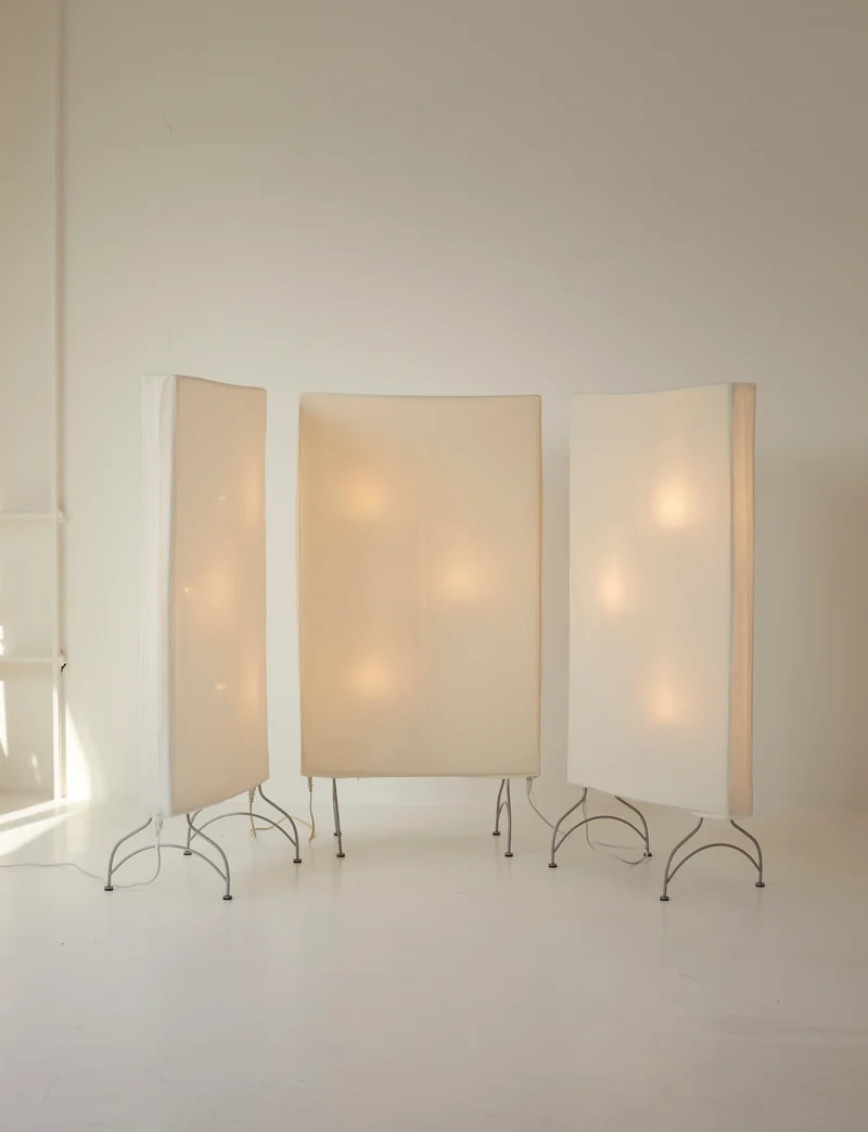 Vintage Dimmable Light Screen / Floor Lamp / Room Divider in Removable Fabric C. 2000