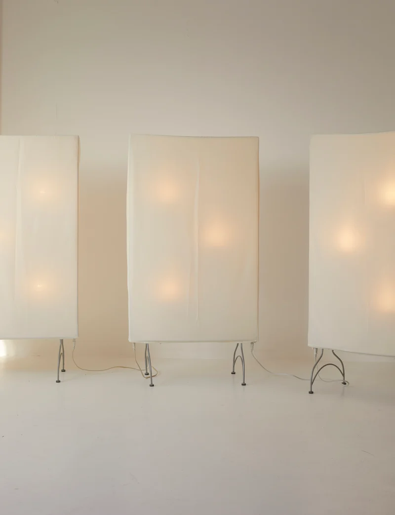 Vintage Dimmable Light Screen / Floor Lamp / Room Divider in Removable Fabric C. 2000