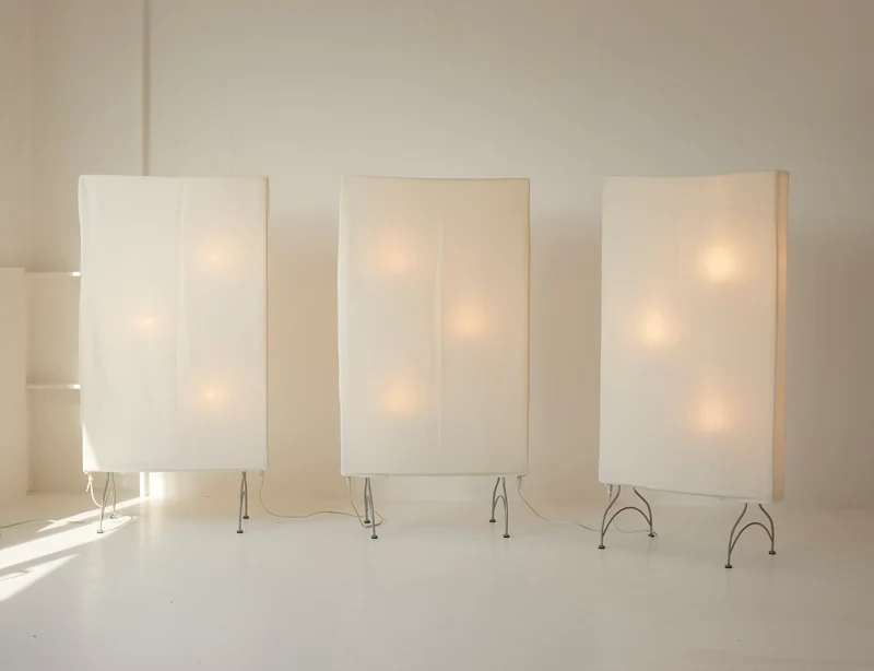 Vintage Dimmable Light Screen / Floor Lamp / Room Divider in Removable Fabric C. 2000