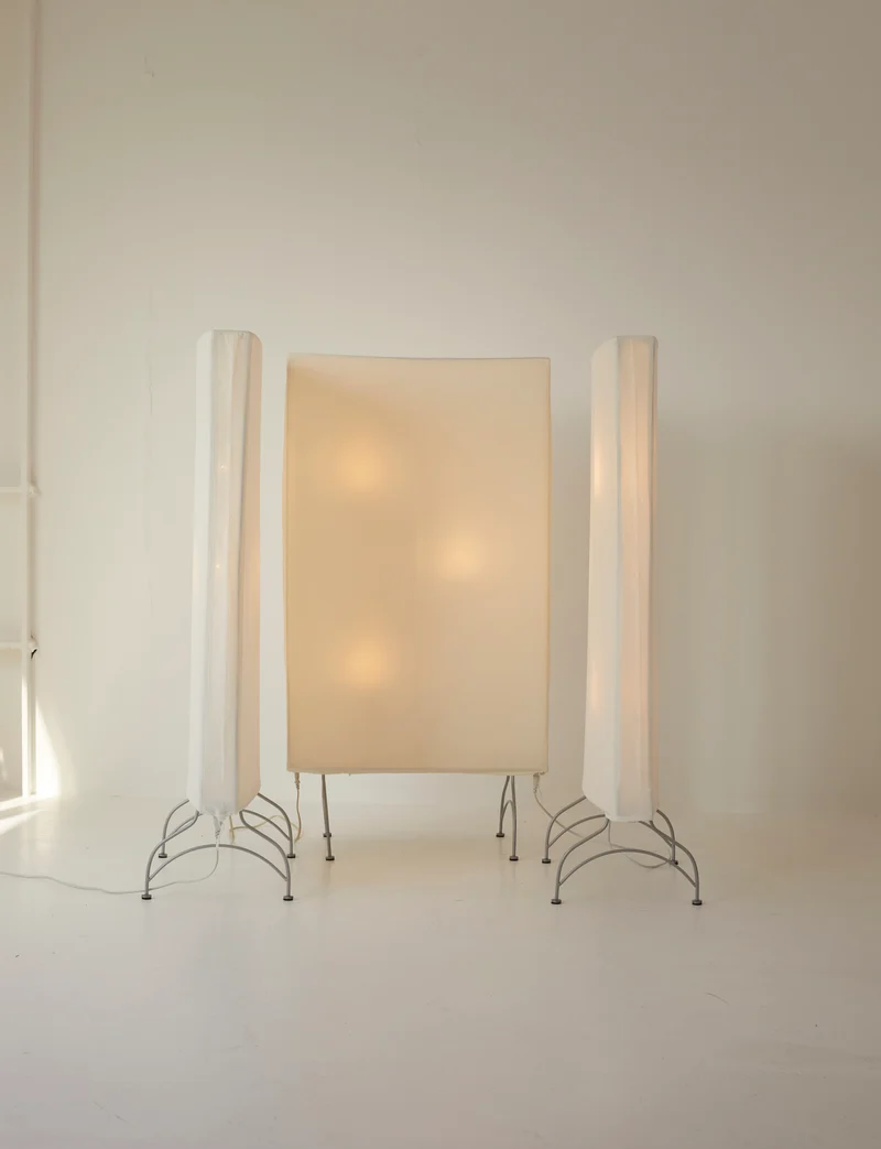 Vintage Dimmable Light Screen / Floor Lamp / Room Divider in Removable Fabric C. 2000