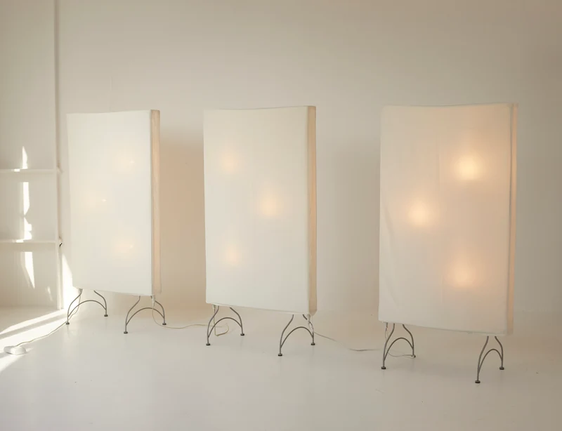 Vintage Dimmable Light Screen / Floor Lamp / Room Divider in Removable Fabric C. 2000