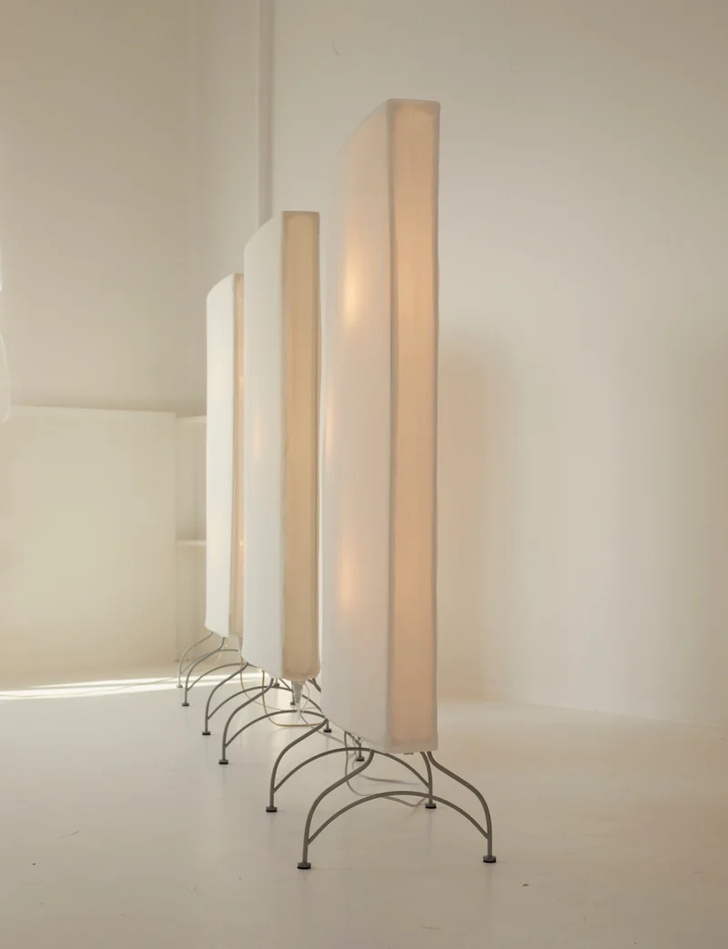 Vintage Dimmable Light Screen / Floor Lamp / Room Divider in Removable Fabric C. 2000