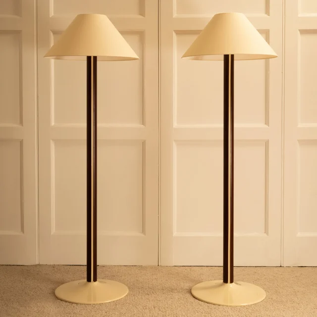 Vintage Wood & Lacquer Floor Lamps - France 1960s