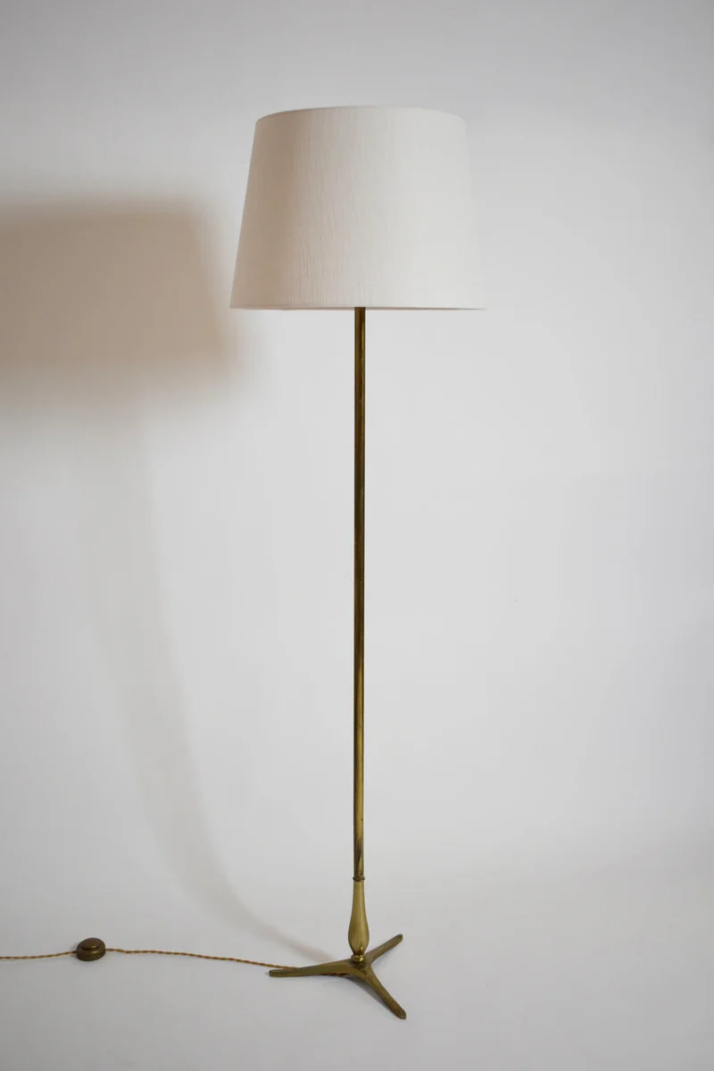 Vintage Tripod Baluster Neoclassical Brass Floor Lamp, 1960s