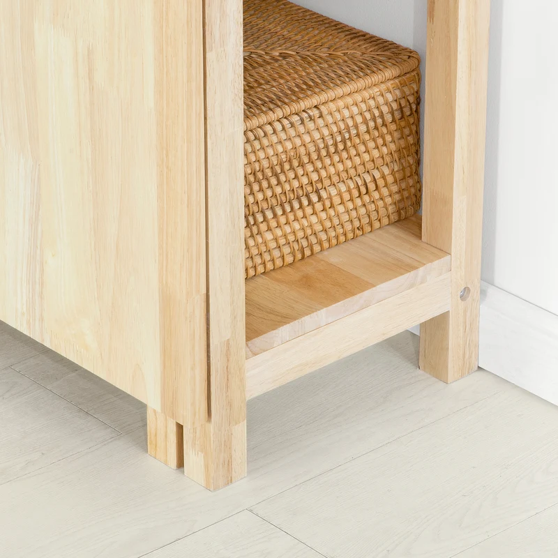 SoBuy FWT70-N Table Pliante en Bois d'Hévéa – 98×60 cm, 3 Étagères, Naturel