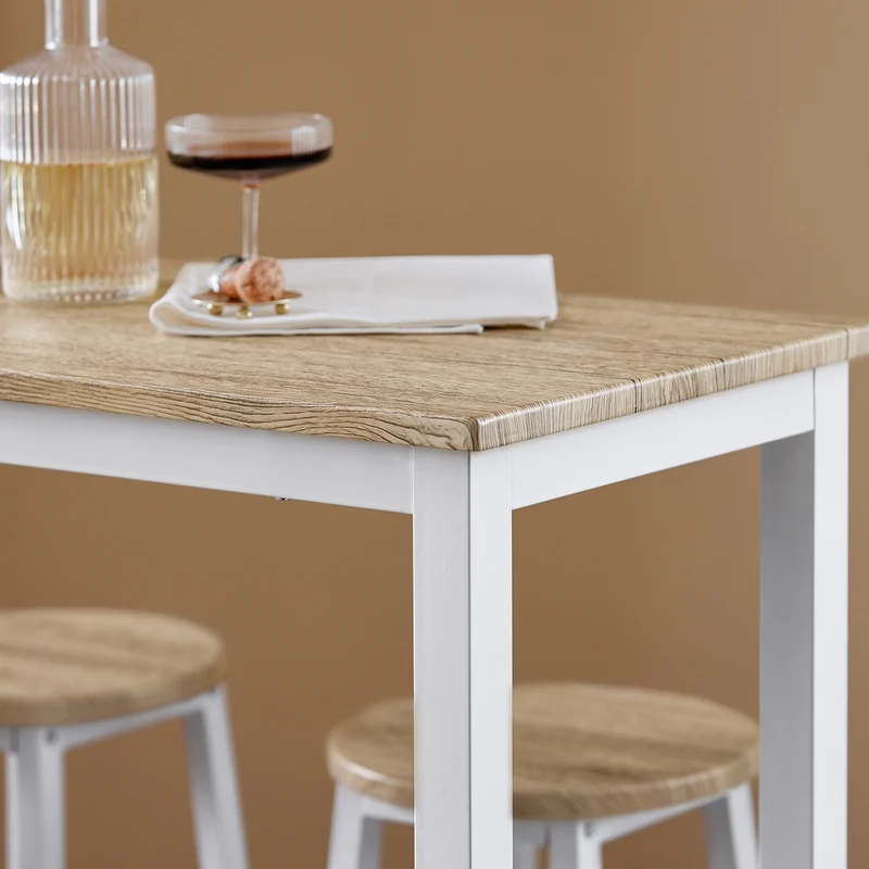 SoBuy OGT22-WN Ensemble Table de Bar + 4 Tabourets – Table Haute 120 cm, Repose-Pieds, Tabourets Rangeables, Blanc
