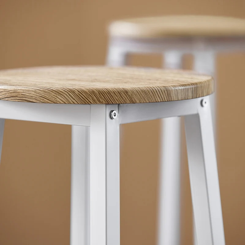 SoBuy OGT22-WN Ensemble Table de Bar + 4 Tabourets – Table Haute 120 cm, Repose-Pieds, Tabourets Rangeables, Blanc