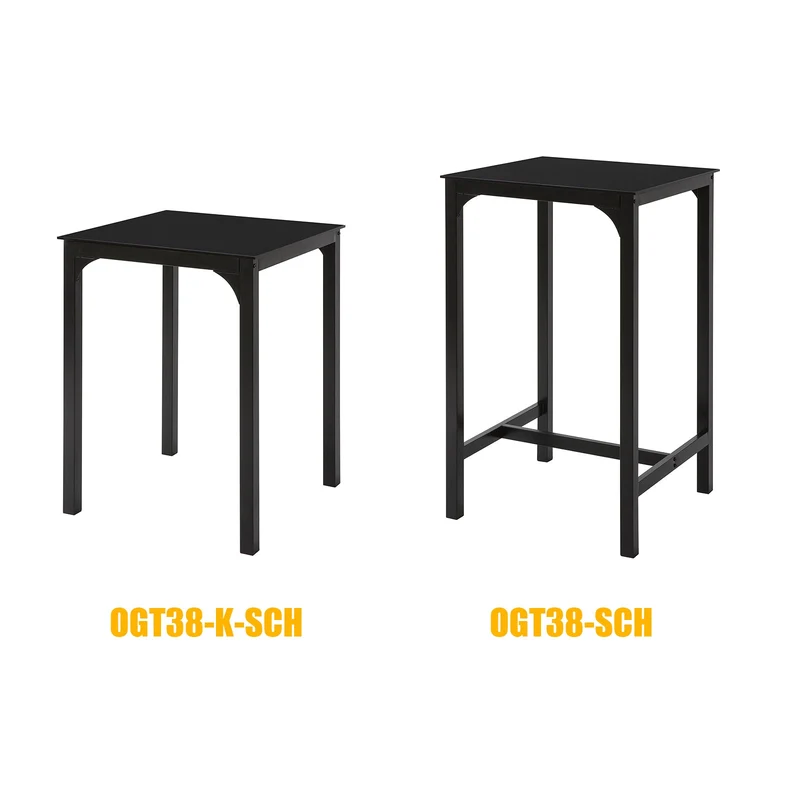 SoBuy OGT38-K-SCH Table à Manger Carrée Noire, 60 x 60 x 75 cm-Plateau en Verre Forme Carrée Pieds en Acier Robuste
